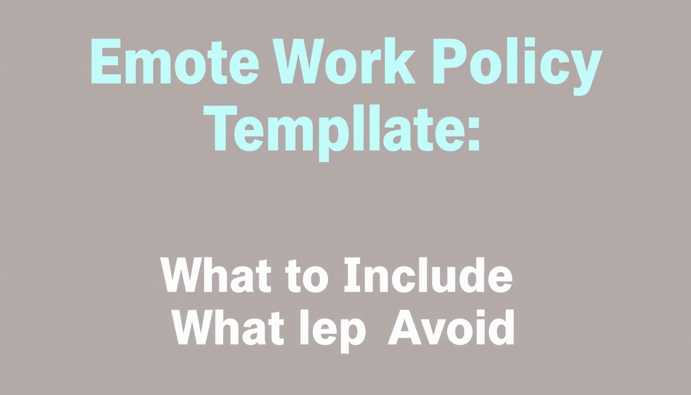 Remote Work Policy Template: What to Include and What to Avoid Remote Work Policy Template: What to Include and What to Avoid